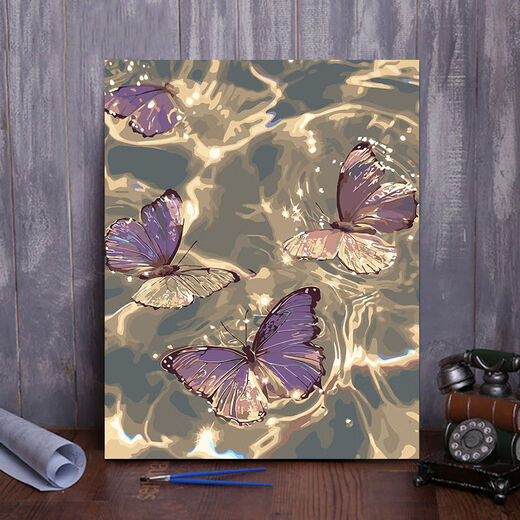 Clcey Butterfly Цифровая масляная живопись DIY Ручная роспись в китайском стиле Красивая бабочка декоративная живопись подарка на день рождения F091-S756-полная экрана Rose 60*75 Внутренняя рама с твердым деревом + пигментная щетка