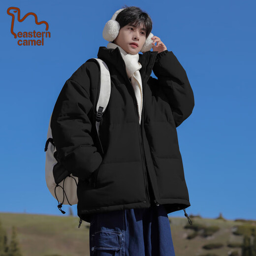EASTERN CAMEL American solid color stand collar down jacket men's spring 2026 new thickened warm jacket cotton-padded jacket men's 99999 black thickened warm, winter cold protection S