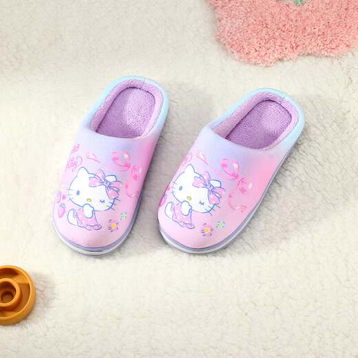 HELLOKITTY children's shoes girls cotton slippers girls cute indoor home shoes winter comfortable warm slippers 6849 purple 30