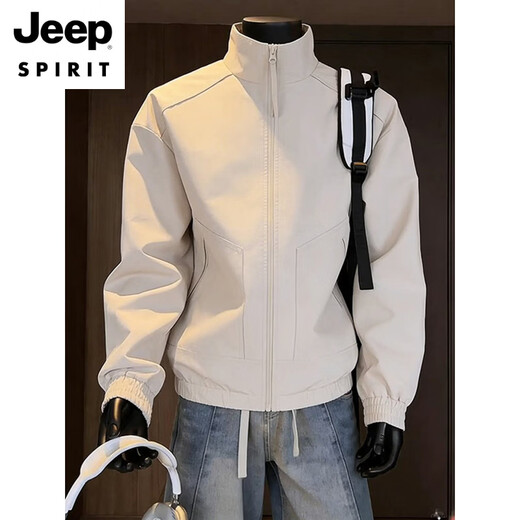 JEEP SPIRIT Black Deconstructed Stand Collar Flight Jacket Men's 2026 Spring and Autumn Short Work Jacket Outdoor Sports Three-Proof Jacket Black Upgraded S 95-110Jin Jin is equal to 0.5 kg