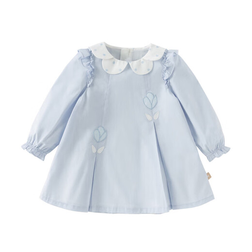 DAVE&BELLA children's skirt 2026 spring new girl's dress pure cotton baby girl's skirt sweet little princess skirt light blue ready stock 73 cm (recommended height 66-73cm)
