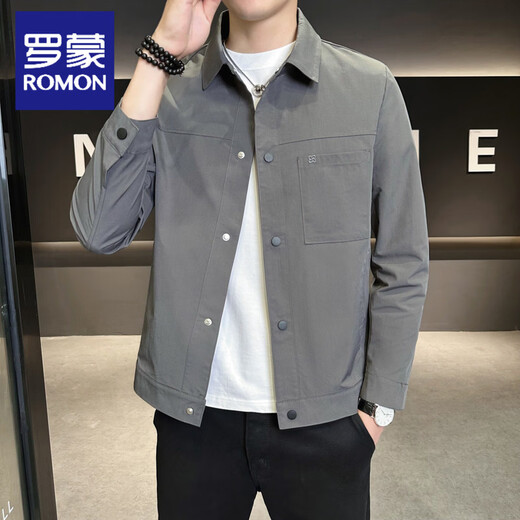 ROMON Spring and Autumn Men's Top Slim Lapel Youth Jacket Korean Style Trendy Versatile Fashion Casual Jacket 1-2-703 Black M