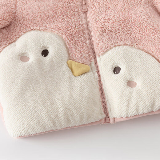 DAVE&BELLA children's clothing coral velvet girls' tops children's plush jacket winter new baby boy outerwear children's clothes pink ready stock 110 cm (recommended height 100-110cm)