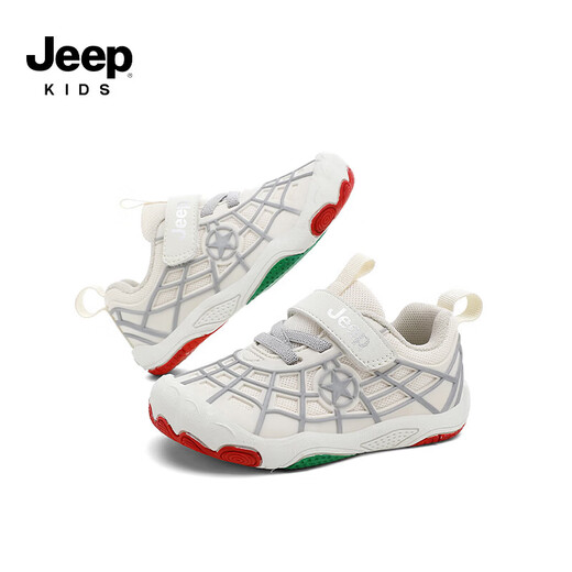Jeep children's toddler shoes spring 2026 new children's shoes soft sole non-slip breathable baby shoes for boys and girls cream white 24 shoe inner length about 15.3cm
