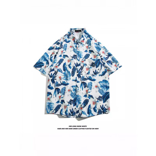 Quick-drying beach short-sleeved floral shirt for men and women, 2025 summer new style seaside Hawaiian shirt, five-quarter sleeves 5174 M