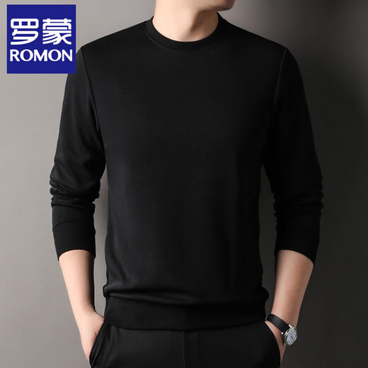 Romon long-sleeved T-shirt with mulberry silk men's round neck sweatshirt 2026 spring and autumn new versatile base shirt