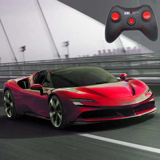 Yunya children's remote control car boy high-speed drift racing electric toy car model charging car drop-resistant cool lights 29cm retractable convertible Ferrari Chinese red