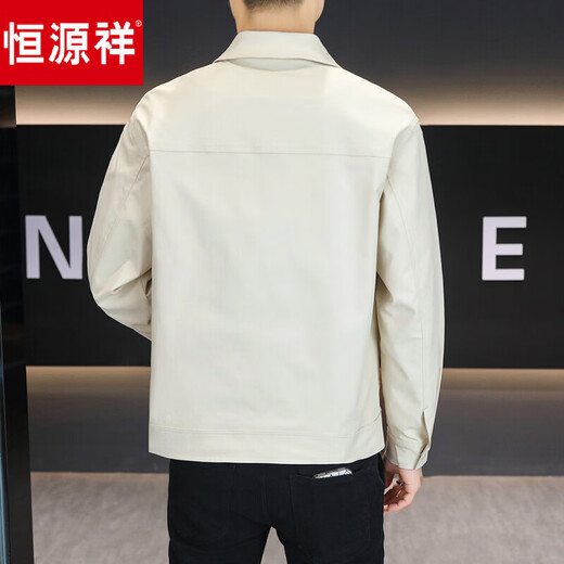 Hengyuanxiang young and middle-aged casual jacket men's spring and autumn trendy versatile top light mature style business workwear lapel jacket men white M