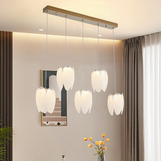 XMSJ Cream Style Light Luxury Living Room Master Light Bedroom Light French Feather Crystal Restaurant Creative Lamp 2024 New Chandelier Light Source Ra9710 Head Offline Voice