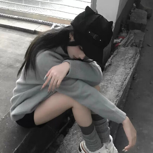 Pu Lian Cat Ear Beret Hat Women's Leather Buckle House Style Peaked Cap Cute Japanese Two-Dimensional High-Look Adjustable Baseball Cap Cat Hat Square Buckle One Size