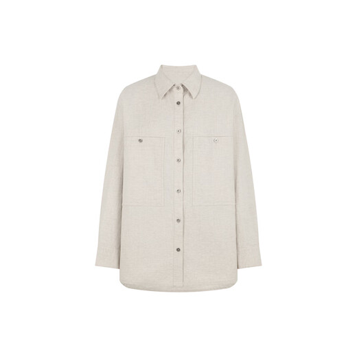 MEIYANG Xingjun shirt 26 spring simple old money casual lapel buttoned long-sleeved shirt-Monday Apricot M