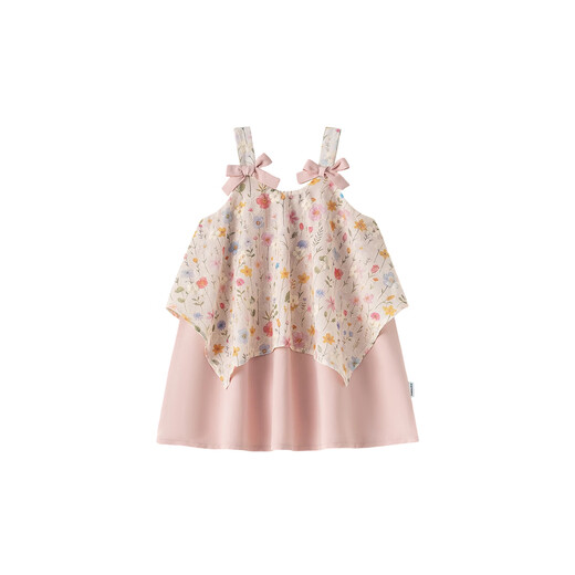 INSBOBO Girls Skirt 2026 Summer New Children's Dress Baby Suspender Skirt Girls Fashionable Summer Dress Flower Pink 80
