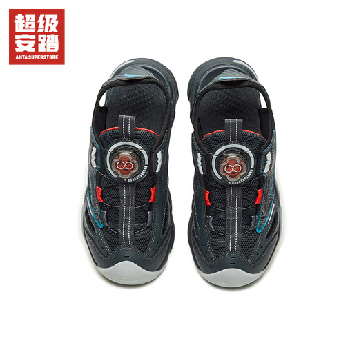 ANTA children's beach shoes new summer style for boys and girls, comfortable and breathable outdoor sports versatile sandals Koala Gray/Heat Red/Silver -4 36