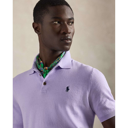 LAUREN RALPH LAUREN Ralph Lauren Men's 26 Spring Cotton Polo embroidered men's cotton Polo collar sweater Purple Powder Purple XS
