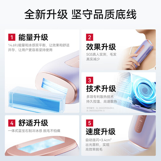 KONKA Sapphire 3301 Freezing Point Hair Removal Device Freezing Point Grateful Light Shaving Instrument for Female Body and Limbs Home Use Female College Birthday 38th Women's Day Goddess Gift 30 Days Guaranteed Practical Taro Purple-Freezing Point Version