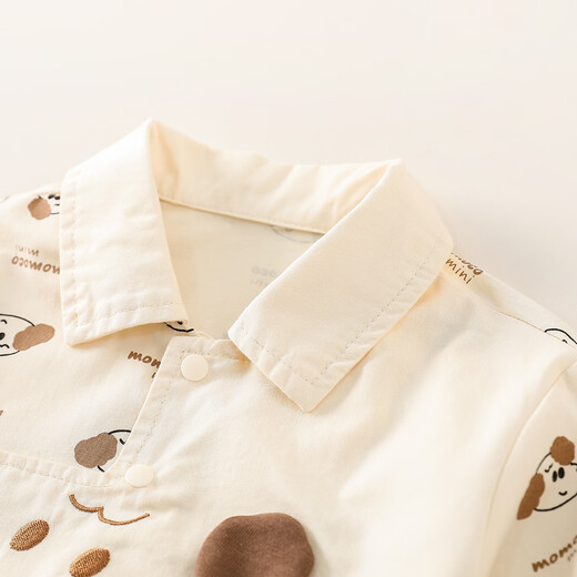 Mamie Maka (MOMOCO) children's clothing boys' shirt 2026 spring baby fashion long-sleeved shirt beige 006 73