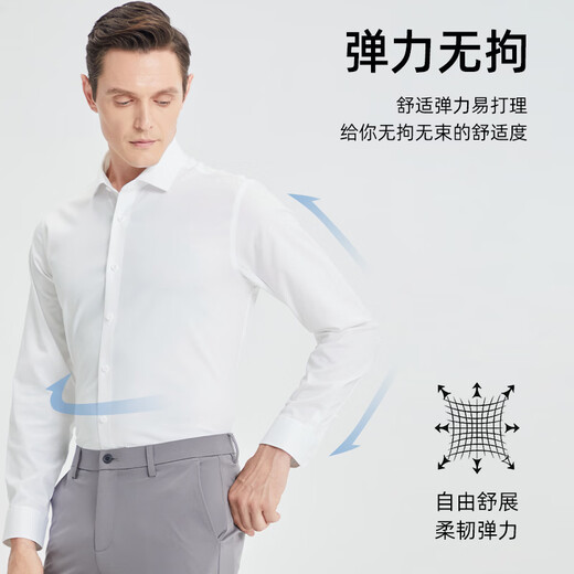 Shanshan official business casual high-end brand shirt men's shirt long sleeve 2026 spring and autumn new anti-wrinkle shirt for men 02 blue 38 (165/84A)