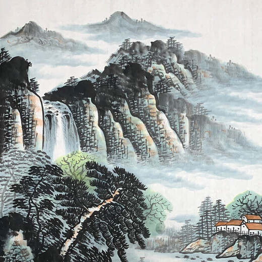 Chinese Artists Association of Celebrity Calligraphy and Painting Wu Chengjian <Rich Waters and Long Flows> Hand-painted Landscape Paintings Chinese Paintings Ink Paintings Oil Paintings Prints and Calligraphy Flowing Waters Make Wealth <Rich Waters and Long Flows> Office Decoration Painting Entrance Oil Paintings and Prints Artwork 68X68CM
