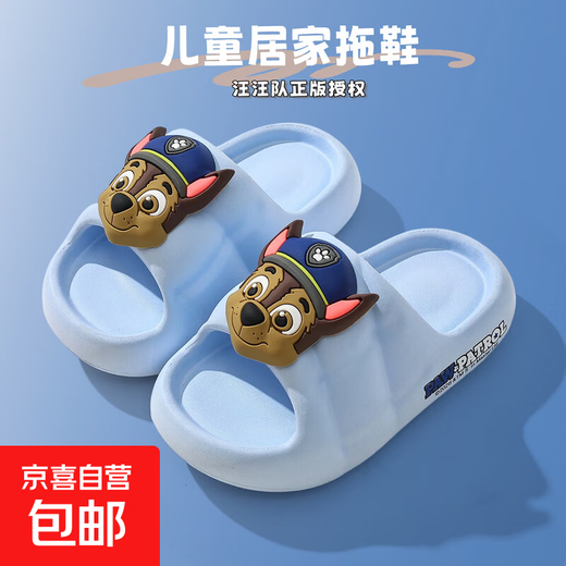 Genuine authorized Paw Paw Team slippers for summer indoor bathing, children's sandals, stylish outdoor wear, beach slippers, light blue Archie, size 32-33, inner length 20.0cm