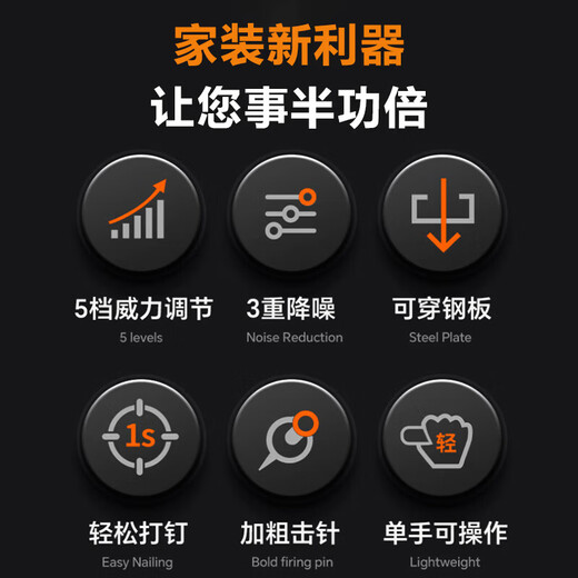 BERRYLION nail gun steel nail grab household ceiling artifact nail gun wire trough fixed steel plate concrete silencer nailer all-steel durable mini model free 100 nails model optional