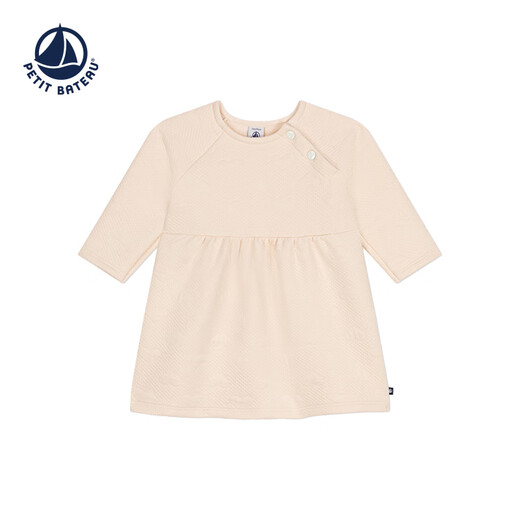 PETIT BATEAU small sailing boat autumn infant girls double-layer cotton bottoming dress A0BKR beige 80 cm