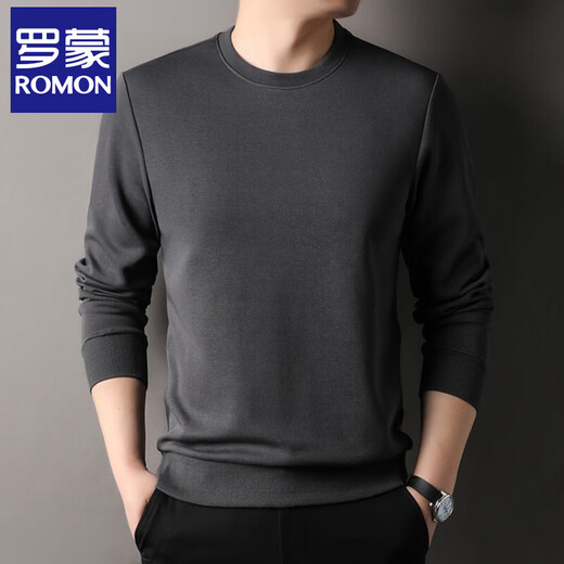 Romon long-sleeved T-shirt with mulberry silk men's round neck sweatshirt 2026 spring and autumn new versatile base shirt