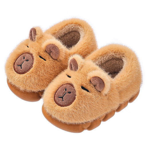 Zhizhou children's cotton slippers autumn and winter new style Kapibara men's and women's indoor home shoes non-slip baby thickened plus velvet to keep warm 32/33 size