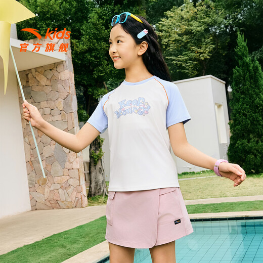 ANTA children's T-shirt girls' wear 2026 summer new product quick-drying simple and comfortable Yunrou cute casual short T cotton sugar white-1 120