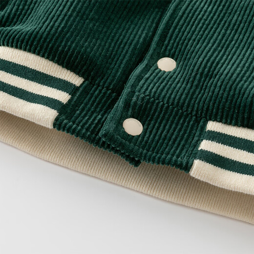 DAVE&BELLA children's clothing plus velvet children's baseball uniforms children's winter coats baby clothes warm children's tops boys' outerwear dark green in stock 100 cm (recommended height 90-100cm)