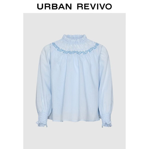 UR2026 spring new children's clothing girls urban pleated printed striped blouse shirt UGU260002 light blue striped 120