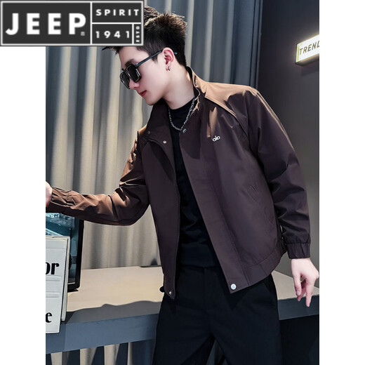 JEEP SPIRIT handsome embroidered stand collar jacket men's spring and autumn simple casual men's tops 2026 new trendy versatile jacket SF G102 jacket black M