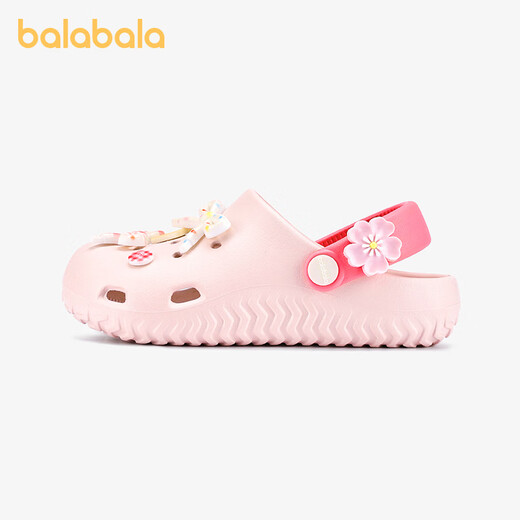 BALABALA children's sandals with bows, girls' slippers, summer cartoon cute princess outerwear for the beach, middle and large children indoors, Sakura Pink 27, inner length 18cm (180) suitable for feet 27-28