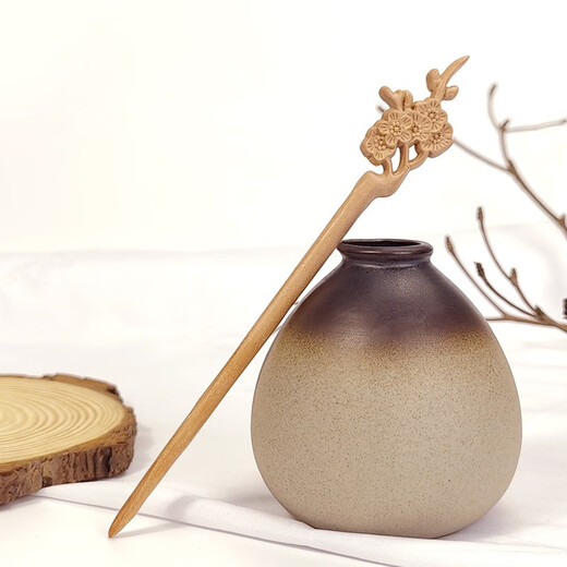 Feihua handmade peach wood hairpins, ancient style hairpins, Hanfu accessories, wooden hairpins, hairpins, finished hairpins, plum blossoms 1 piece