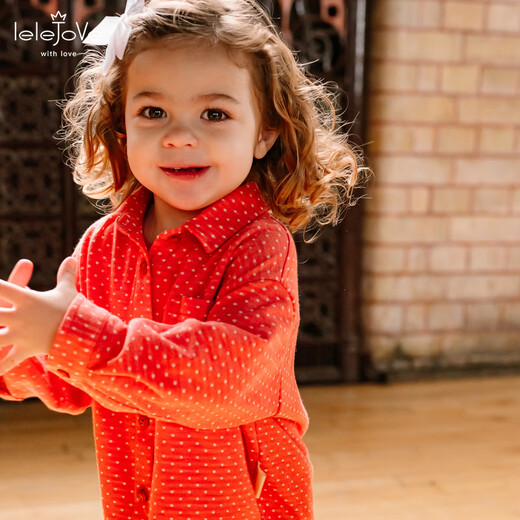 LELE JOVE children's unisex shirt 2026 spring new baby colorful polka dot shirt comfortable and loose mixed autumn yellow 80 cm