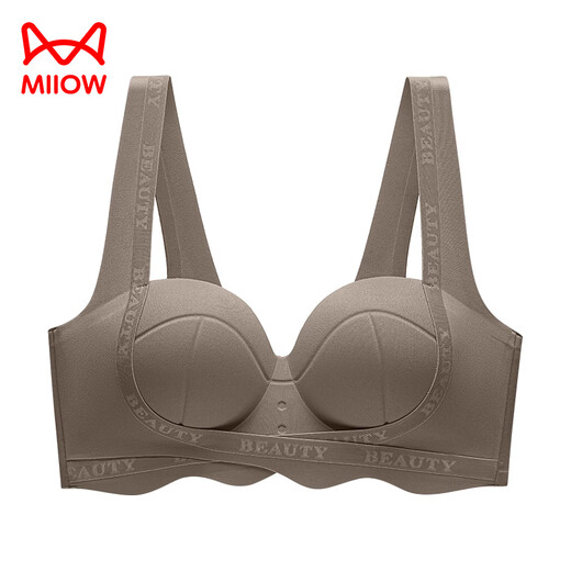 MiiOW Zero-sense Seamless Small Breast Push-up Revealing Underwear Women's Pull-up Bra Breathable and Comfortable Wireless Side-Sleeve Bra Champagne M 34/75ABC