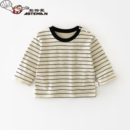 Ultraman Korean version children's autumn long-sleeved bottoming shirt infants and toddlers striped cool T-shirt rice stripes 73 CM