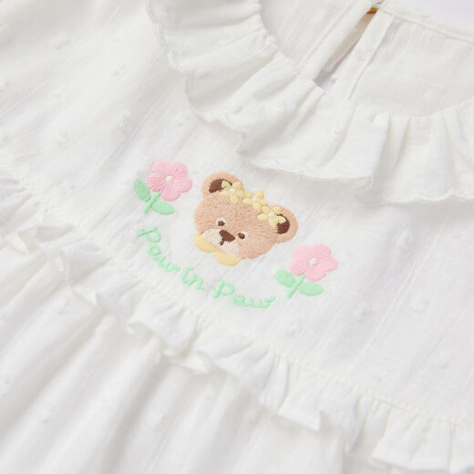 PawinPaw cartoon bear children's clothing 26 spring new baby girl round neck shirt loose Ivory ivory/39 110
