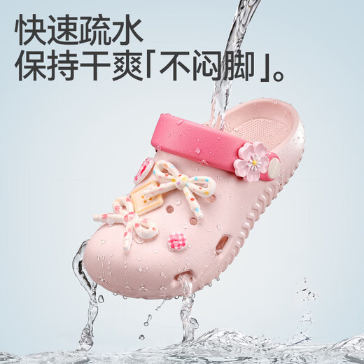 BALABALA children's sandals with bows, girls' slippers, summer cartoon cute princess outerwear for the beach, middle and large children indoors, Sakura Pink 27, inner length 18cm (180) suitable for feet 27-28