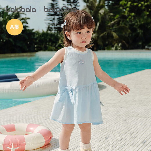 Balabala balaOne Balabala children's clothing baby dress baby princess dress summer dress 2026 new sweet ice blue A81503 90