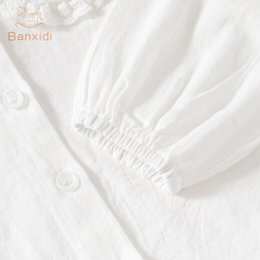 Banxidi Girls' Shirts Spring 2026 New Style Baby Cotton Tops Children's Doll Shirts Spring and Autumn Children's Clothing Shirts White 120