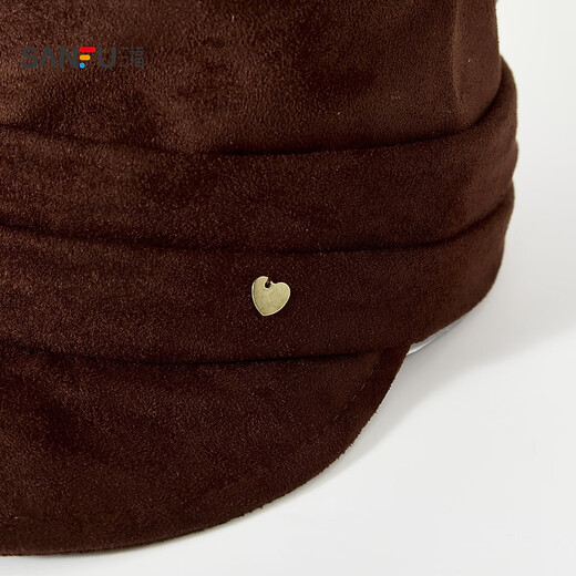 SANFU suede pleated octagonal hat, fashionable trendy wave style clothing accessories, face-showing small hat 853640 coffee, one size fits all