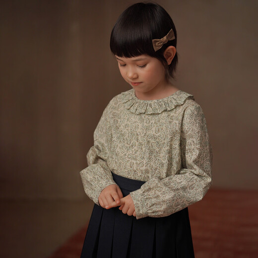 Haqi children's clothing spring and autumn children's casual tops Korean floral pastoral style long-sleeved shirt girls spring clothing 2026 new style floral 170