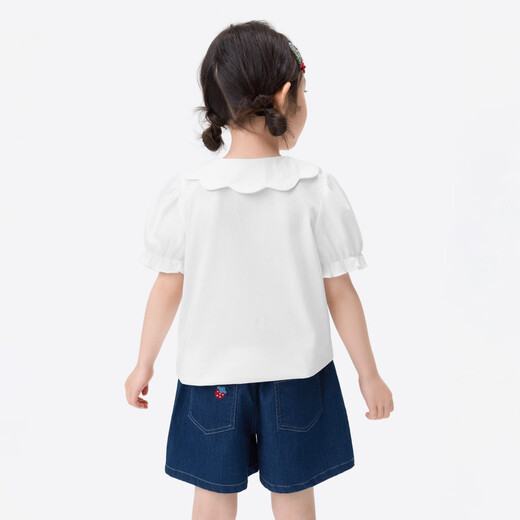 Xiaoyinman Liangsen Technology Children's Clothing Girls' Shirt Breathable 26 Years Summer Children's Puff Sleeve Top White 105