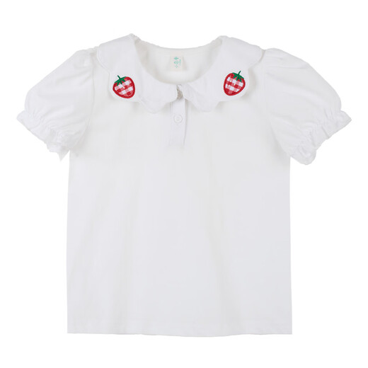 Xiaoyinman Liangsen Technology Children's Clothing Girls' Shirt Breathable 26 Years Summer Children's Puff Sleeve Top White 105