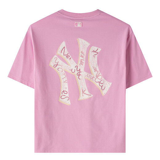 MLB official children's short-sleeved college style men's and women's summer children's retro t-shirt retro tops 7ATSB3563 New York Yankees/pink 160 80