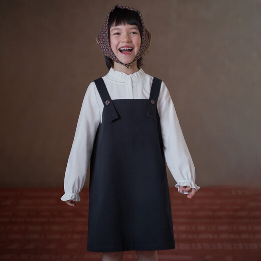 Haqi Children's Clothing Spring and Summer Children's Suspender Skirt Korean Style Tibetan Blue College Style Sleeveless Dress Girls Spring Clothing 2026 New Tibetan Blue 110