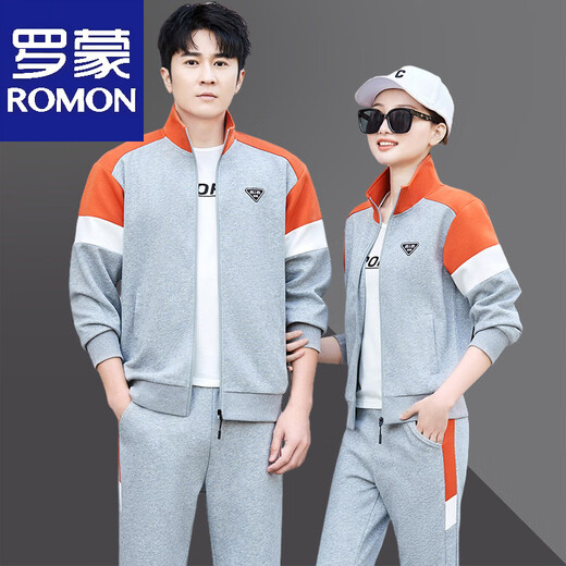 ROMON Sports Suit Men's Spring and Autumn 2026 New Fashion Couple Sportswear Men's and Women's Casual Running Wear Women's Thick T Black Jacket + Pants M Women's 85-98Jin Jin equals 0.5 kg