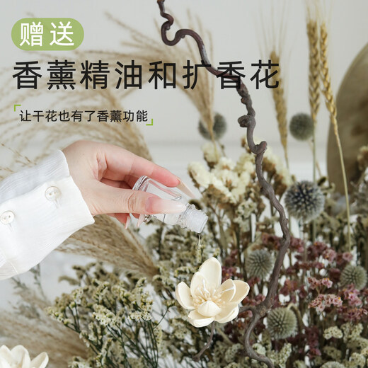 Wabi-sabi style natural dried flower large bouquet flower arrangement ceramic tabletop vase home hotel B&B soft decoration decorations. Consult customer service to receive a half-price discount. Do not shoot this option.