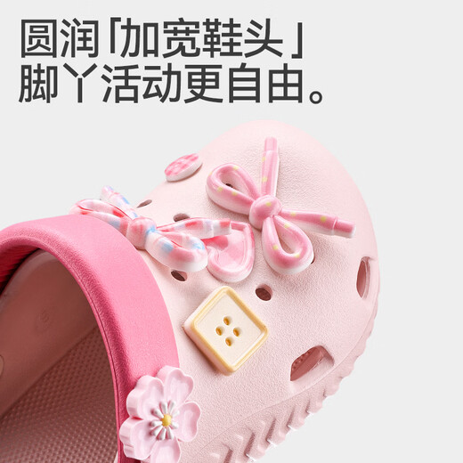 BALABALA children's sandals with bows, girls' slippers, summer cartoon cute princess outerwear for the beach, middle and large children indoors, Sakura Pink 27, inner length 18cm (180) suitable for feet 27-28