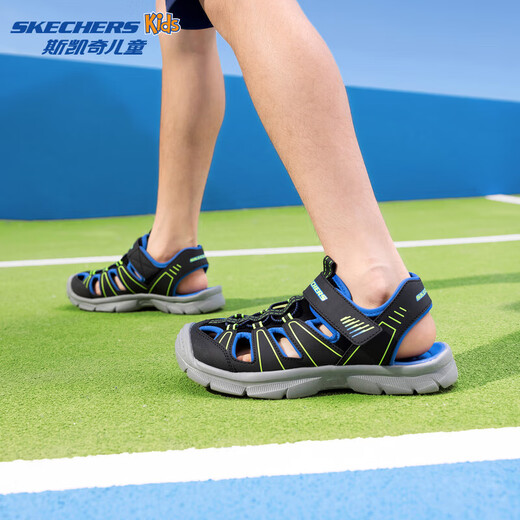 Zapatos para niños Skechers sandalias de punta para niño de verano zapatos de pescador antideslizantes zapatos de playa para niños 406520L negro/azul/limón/BBLM 36